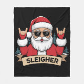 Kerstmis Sleighers Kerstman Rock Xmas Rocker Fleece Deken (Voorkant)