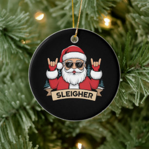 Kerstmis Sleighers Kerstman Rock Xmas Rocker Keramisch Ornament