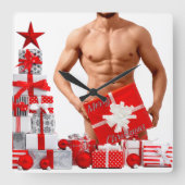 Kerstmis SlipperyJoe gay pride cadeautjes LGBTQIA  Vierkante Klok (Voorkant)