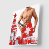 Kerstmis SlipperyJoe gay pride cadeautjes LGBTQIA  Vierkante Klok (Hoek)