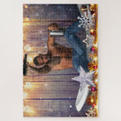 Kerstmis SlipperyJoe gay pride giften LGBTQIA silv Legpuzzel (Verticaal)