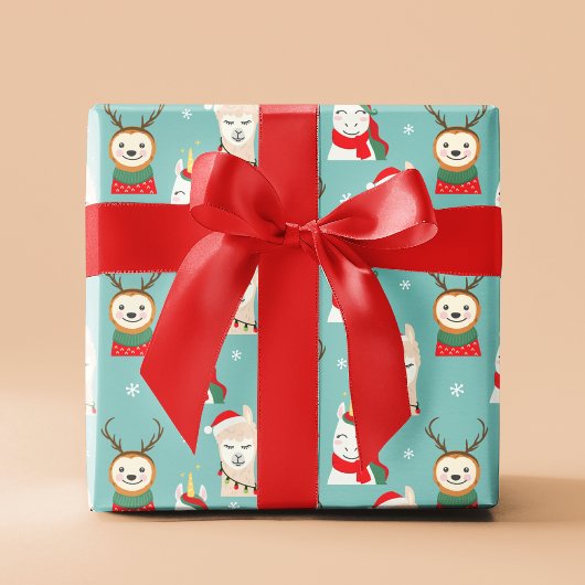 Kerstmis Sluike Unicorn Llama Modern Feestdagen Cadeaupapier