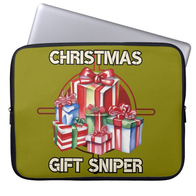 Kerstmis, sluipschutter, geschenk, leger laptop sleeve (Voorkant)
