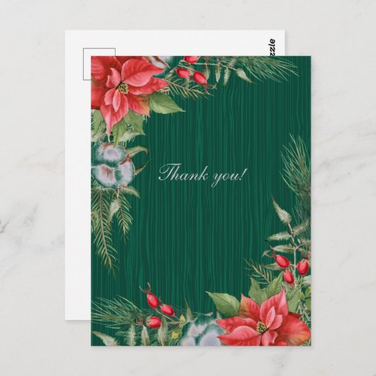 Kerstmis Smaragdgroene Poinsettia Bruiloft Briefkaart (Voorkant / Achterkant)