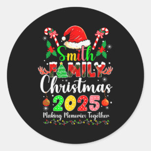 Kerstmis Smith Familie 2025 bijpassende kerstman h Ronde Sticker