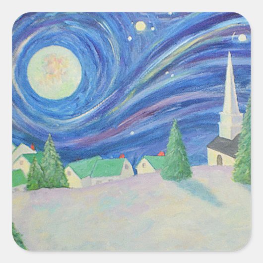 Kerstmis Sneeuw Dorp Sticker (Voorkant)