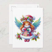 Kerstmis Sneeuw Engel Feestdagenkaart (Voorkant / Achterkant)