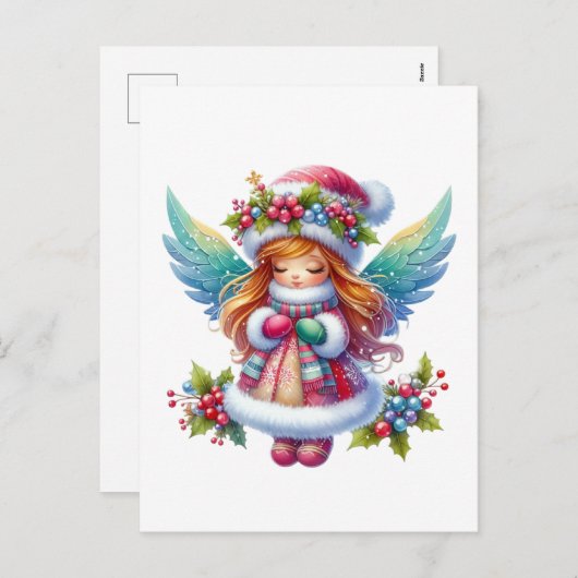 Kerstmis Sneeuw Engel Feestdagenkaart (Voorkant / Achterkant)