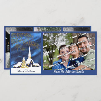 Kerstmis Sneeuw Kerk Foto Kaart