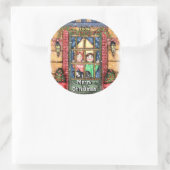 Kerstmis Sneeuw Meisjes Met Kat Stickers (Tas)