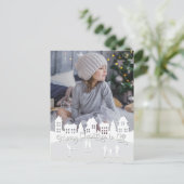 Kerstmis Sneeuw Wit Dorp Silhouet Feestdagenkaart (Staand voorkant)