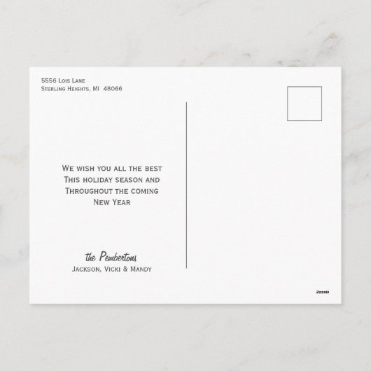 Kerstmis Sneeuw Wit Dorp Silhouet Feestdagenkaart (Achterkant)