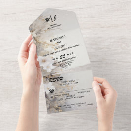 Kerstmis Sneeuw Witte Bloem Vintage Bruiloft All In One Uitnodiging