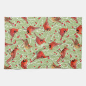 Kerstmis Sneeuwachtige Kardinalen | selderij | Theedoek (Horizontaal)