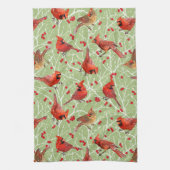 Kerstmis Sneeuwachtige Kardinalen | selderij | Theedoek (Verticaal)