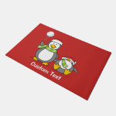 Kerstmis Sneeuwballende pinguïns Deurmat (Schuin)