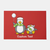 Kerstmis Sneeuwballende pinguïns Deurmat (Voorkant)
