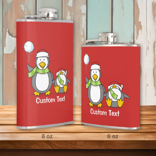 Kerstmis Sneeuwballende pinguïns Heupfles