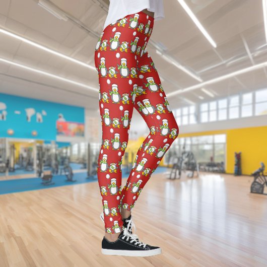 Kerstmis Sneeuwballende pinguïns Leggings