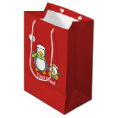 Kerstmis Sneeuwballende pinguïns Medium Cadeauzakje (Voorkant Gekanteld)