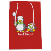 Kerstmis Sneeuwballende pinguïns Medium Cadeauzakje (Voorkant)