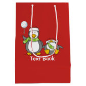 Kerstmis Sneeuwballende pinguïns Medium Cadeauzakje (Achterkant)