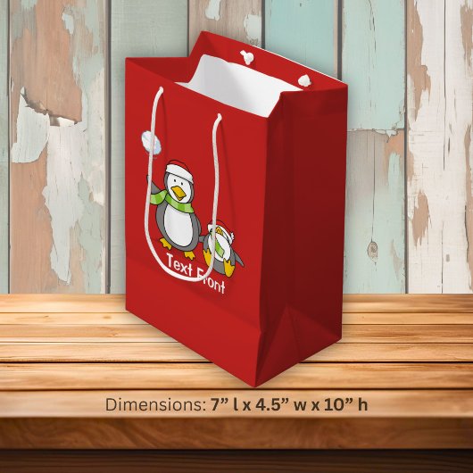 Kerstmis Sneeuwballende pinguïns Medium Cadeauzakje