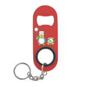 Kerstmis Sneeuwballende pinguïns Mini Flessenopener (Voorkant)