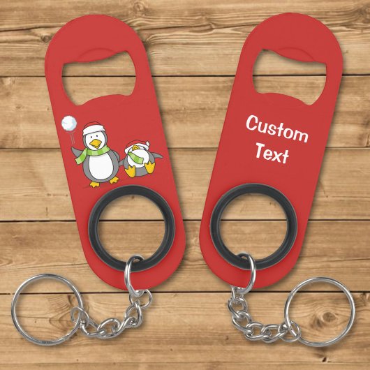 Kerstmis Sneeuwballende pinguïns Mini Flessenopener