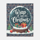 Kerstmis Sneeuwbol Ontwerp 'Wikkel Het Af' Fleece Deken (Voorkant)