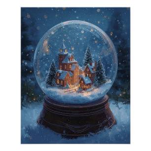 Kerstmis Sneeuwbol Poster