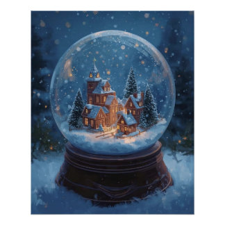 Kerstmis Sneeuwbol Poster