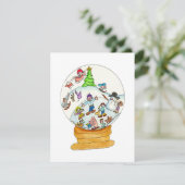 Kerstmis - Sneeuwbol Winterpret Feestdagenkaart (Staand voorkant)