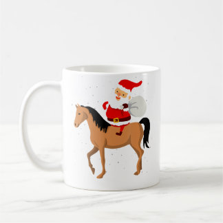 Kerstmis Sneeuwende Kerstman Riddt Paard Xmas Leli Koffiemok