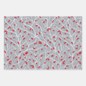 Kerstmis Sneeuwige Winterbessen | Goud/Grijs/Rood/ Inpakpapier Vel (Voorkant 3)