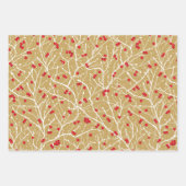 Kerstmis Sneeuwige Winterbessen | Goud/Grijs/Rood/ Inpakpapier Vel (Voorkant 2)