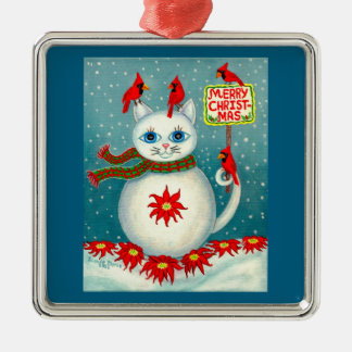 Kerstmis Sneeuwkat Kardinaalvogel Sneeuwman Poinse Metalen Ornament