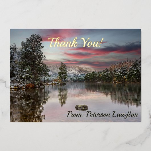 Kerstmis Sneeuwlandschap Dank u Folie Feestdagenkaart (Voorkant)