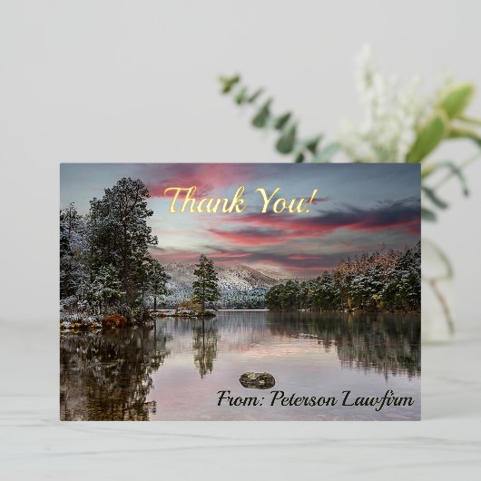 Kerstmis Sneeuwlandschap Dank u Folie Feestdagenkaart (Staand Voorkant)