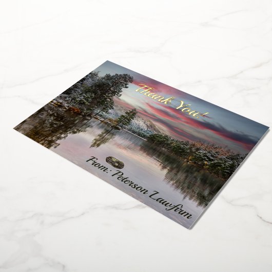 Kerstmis Sneeuwlandschap Dank u Folie Feestdagenkaart (Gedraaid)