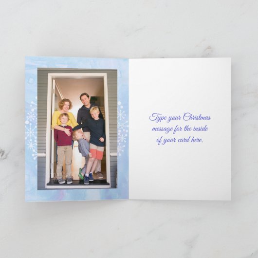 Kerstmis Sneeuwman Blauwe Foto Binnen Feestdagen Kaart (Binnen)