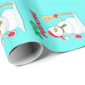 Kerstmis Sneeuwman Cadeauverpakking Cadeaupapier (Rol Hoek)