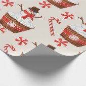 Kerstmis Sneeuwman Cupcake Cadeaupapier (Hoek)