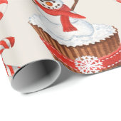 Kerstmis Sneeuwman Cupcake Cadeaupapier (Rol Hoek)