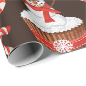 Kerstmis Sneeuwman Cupcake Cadeaupapier (Rol Hoek)