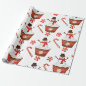Kerstmis Sneeuwman Cupcake Cadeaupapier (Uitgerold)