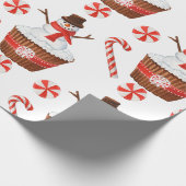 Kerstmis Sneeuwman Cupcake Cadeaupapier (Hoek)