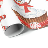 Kerstmis Sneeuwman Cupcake Cadeaupapier (Rol Hoek)