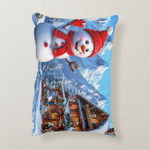 Kerstmis sneeuwman decoratief cadeau idee accent kussen (Achterkant (Verticaal))