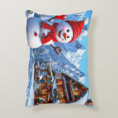 Kerstmis sneeuwman decoratief cadeau idee accent kussen (Voorkant(Verticaal))